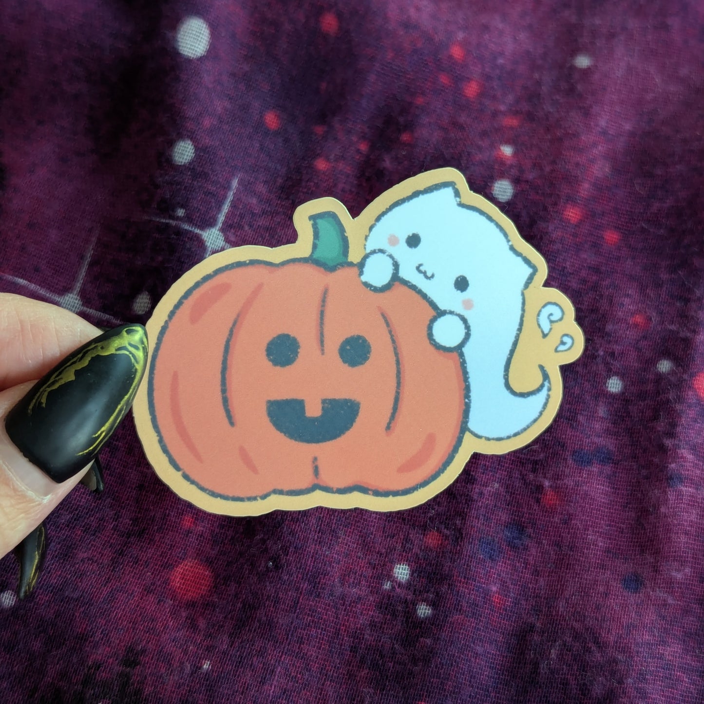 Pumpkin Ghost Cat Sticker
