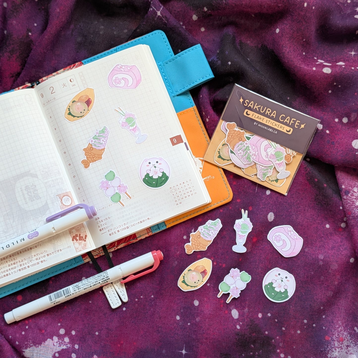 Sakura Café Flake Sticker Pack | Food Diary