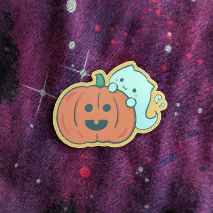 Pumpkin Ghost Cat Sticker