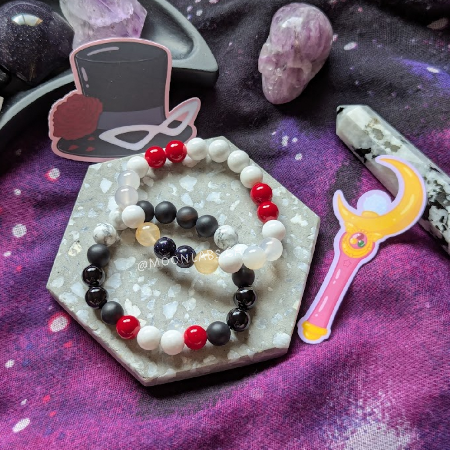 Limited Sailormoon & Tuxedo Mask Inspired Gemstone Bracelet